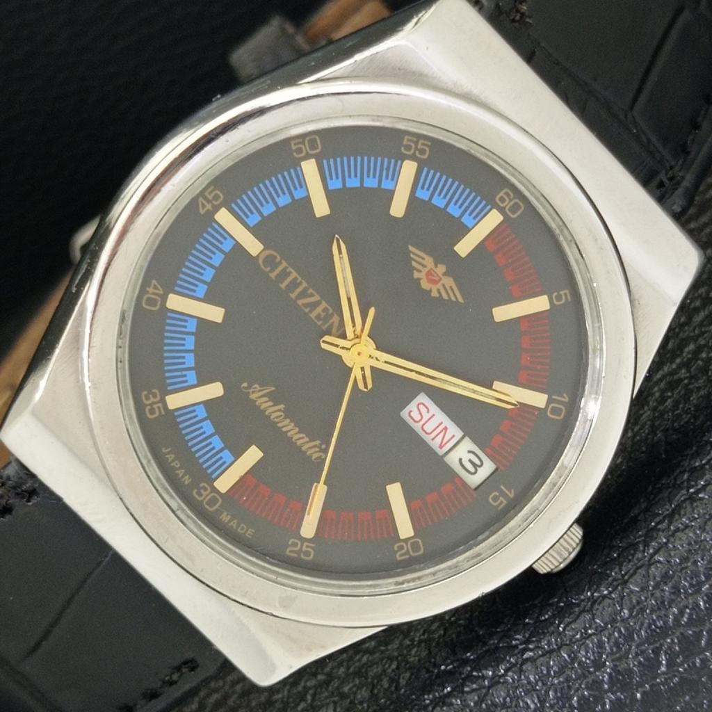 

JAPAN MENS VINTAGE CITIZEN AUTOMATIC 8200 BLACK COLOR DIAL WATCH a500264-2 R151b-a500264