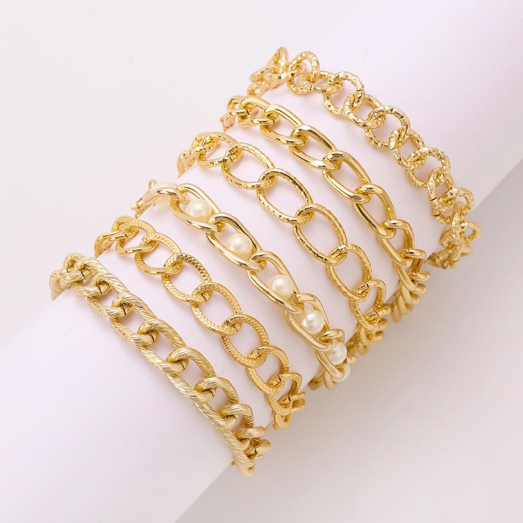 Vintage Mehrschichtiges Kettenarmband Set für Damen – Trendiger Europäischer Stil, Retro Minimalistischer Handschmuck, Grenzüberschreitende Heißverkauf Accessoires