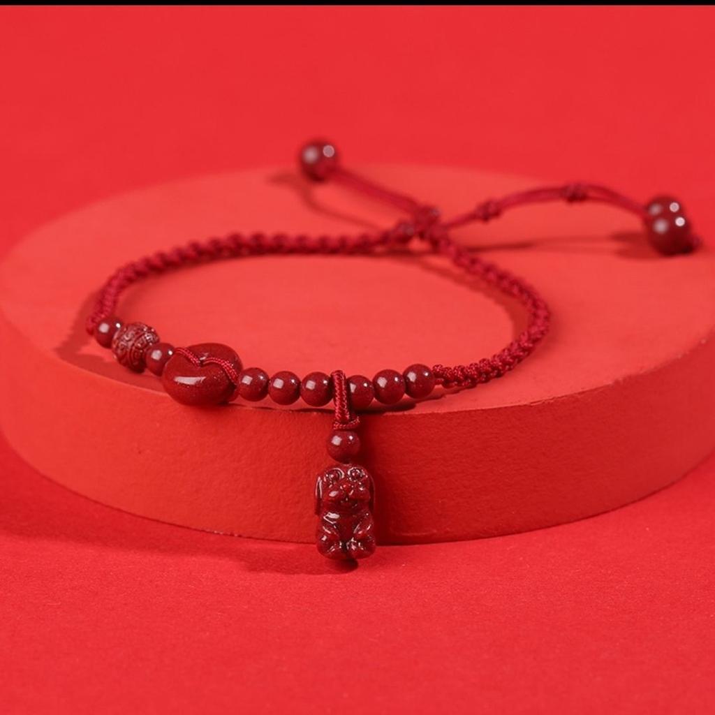 Men's and Women's Zodiac Natural Cinnabar Red Rope Anklet Female Girlfriend Anklet Female