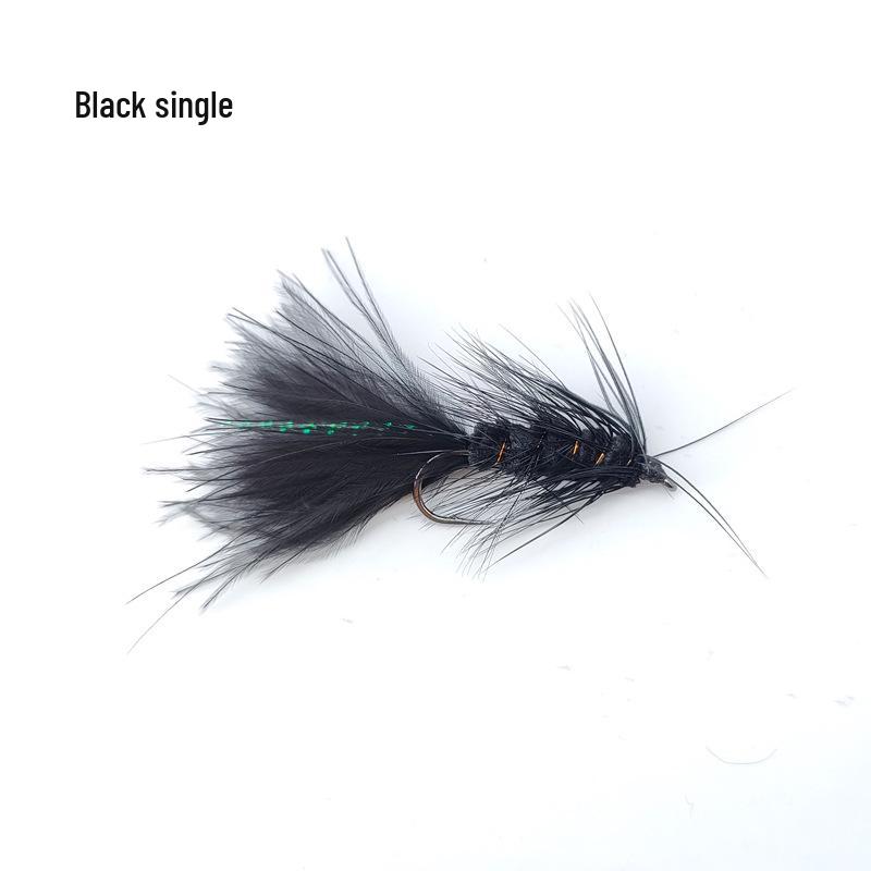 

Бионическая приманка для ловли рыбы нахлыстом Wuli Starling Ribbon LF266-8: Имитация приманки с нахлыстовым крючком, доступно более 1000 моделей single piece, 6# чёрный