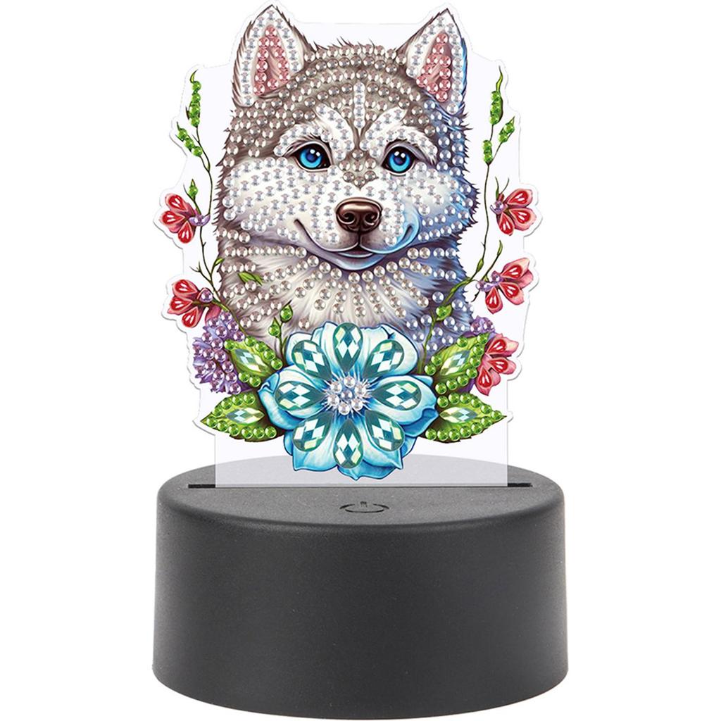 Cute Animal Diamond Painting LED Lamp with Tools 5D DIY Diamond Painting LED Light Acrylic for Bedroom Living Room Home Office