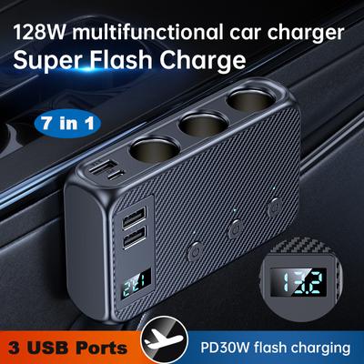 7/9 Ports Car USB Charger Fast Charging Phone Charger Cigarette Lighter Adapter with PD 30W/QC 3.0 For Car Interior Accessories