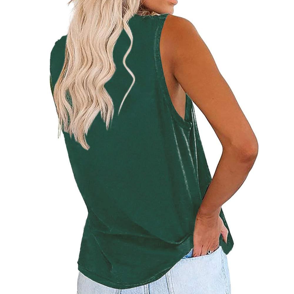 Spring and Summer New Vest V-neck Pocket Loose Casual Plus Size Top for Women