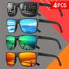 4-Pack Fashion Square Frame Glasses Rectangle Cycling Glasses Suitable for Outdoor Leisure Sports Driving Men Women Personality