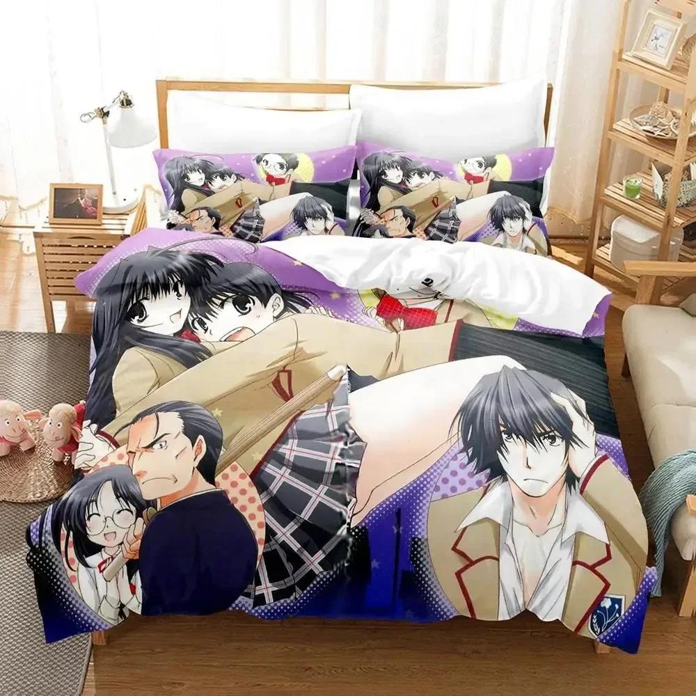 3D Anime Kawai Young Girls Kanokon Beding Set Printed Bed Linen Set With Pilowcase Soft Duvet Cover Soft Single Double Quen Super King-Sized Dimension