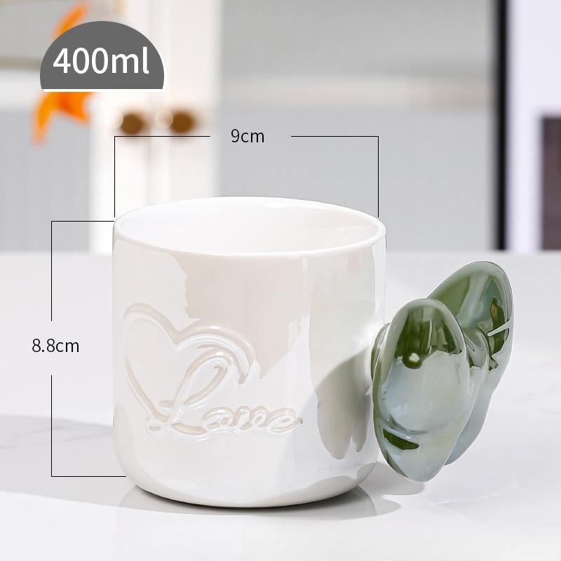 

Чашка для кофе с бантом из перламутровой глазури Кружка в форме сердца для девочки Высококачественная чашка для воды Керамическая чашка Подарочная креативная чашка 301-400ml