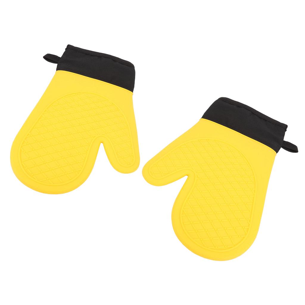 2Pcs Oven Gloves Silicone Heat Resistant Water Proof Thickened Ribbed Oven Gloves Kitchen Accessories
