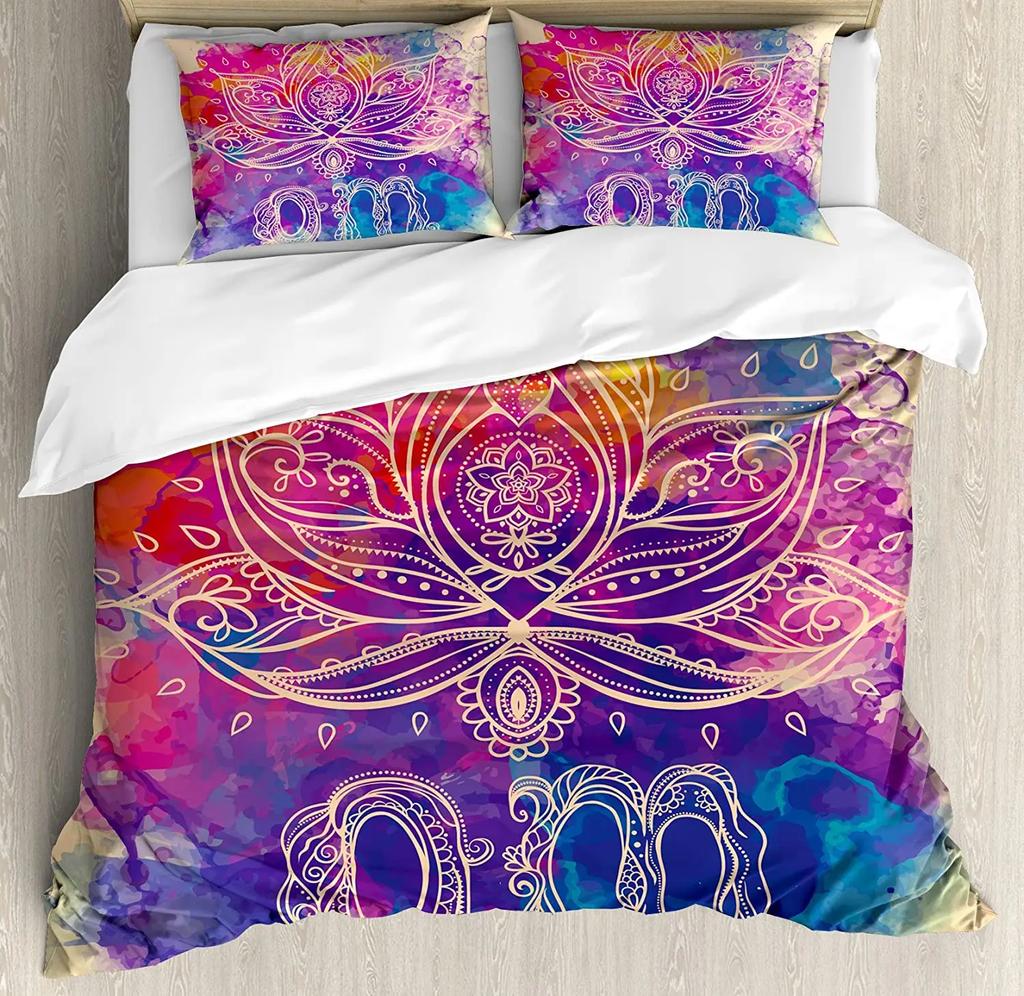 Chakra Color Geometry Yoga Duvet Cover Bed Bedding Set Double Home Textile Quilt Cover Pillowcases Bedroom Bedding Set No Sheet