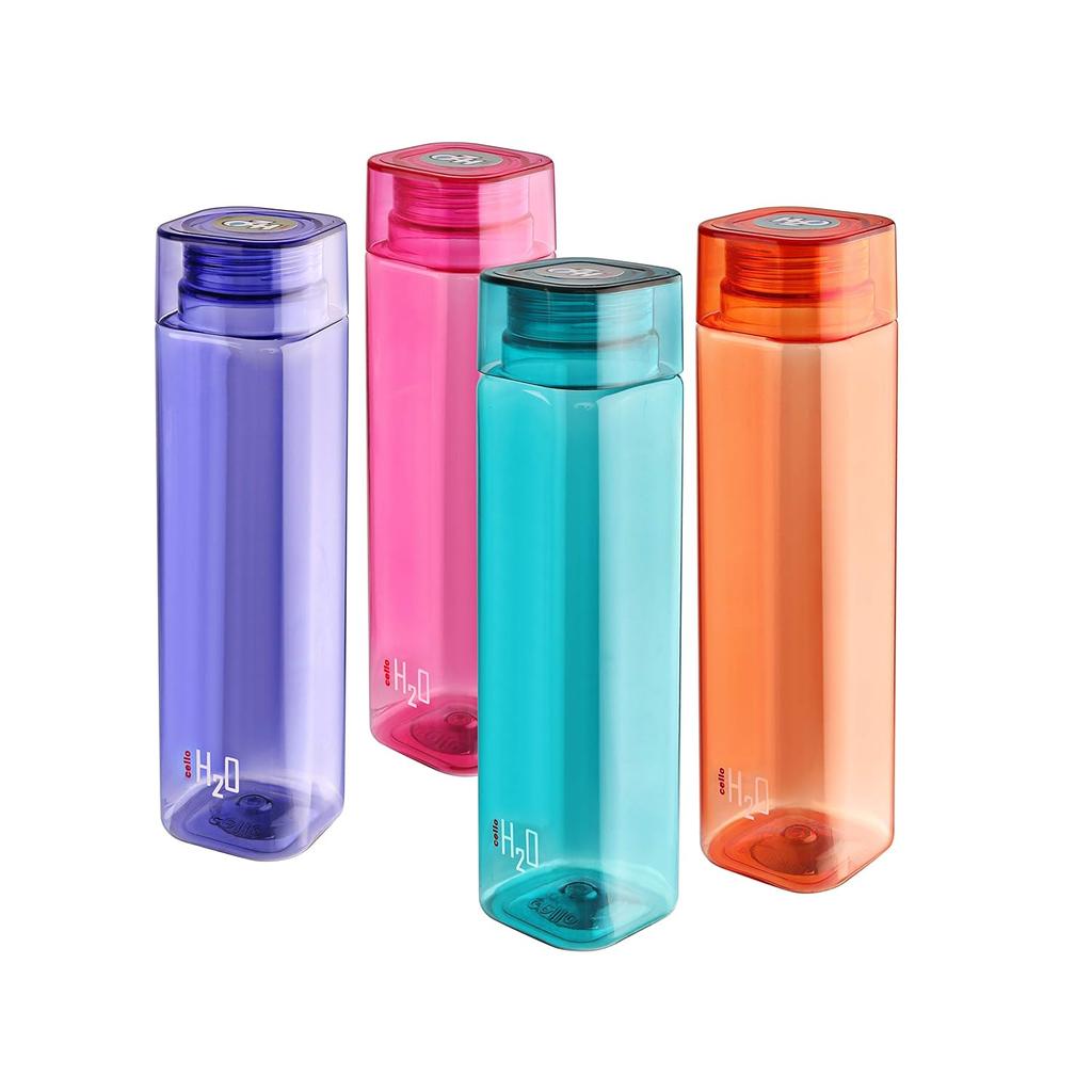 Unbreakable Plastic Water Bottles Set For Travel And Daily Use With 1L Capacity In Stylish Square Shape And Vibrant Assorted Colors