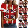Ladies Casual Pullover T Shirt Short Sleeve Crew Neck Top with Letter Print for Football Support England 2026