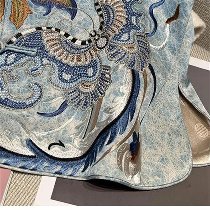 Chinese Style Double-layer Warm Vest with Round Neck Heavy-duty Embroidery Buckle and Camisole Versatile and Versatile