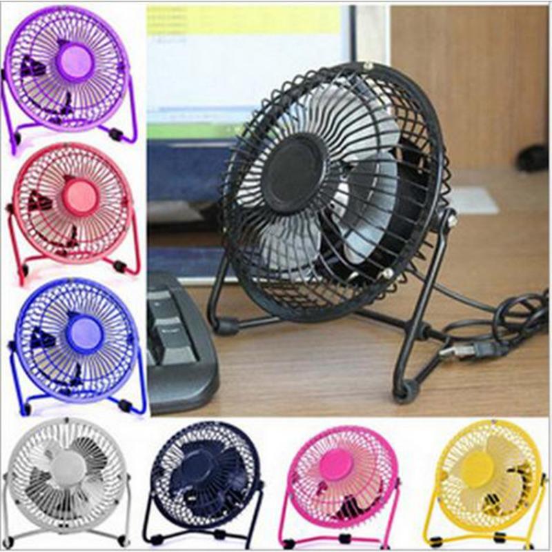 USB Cartoon Metal Fan Aluminum Leaf Mini Super Quiet Color Small Fan Iron Art Computer Fan