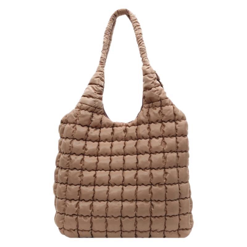 Cotton clothes underarm large-capacity woven bag women's new 2025 simple and fashionable diamond tote bag shoulder bag