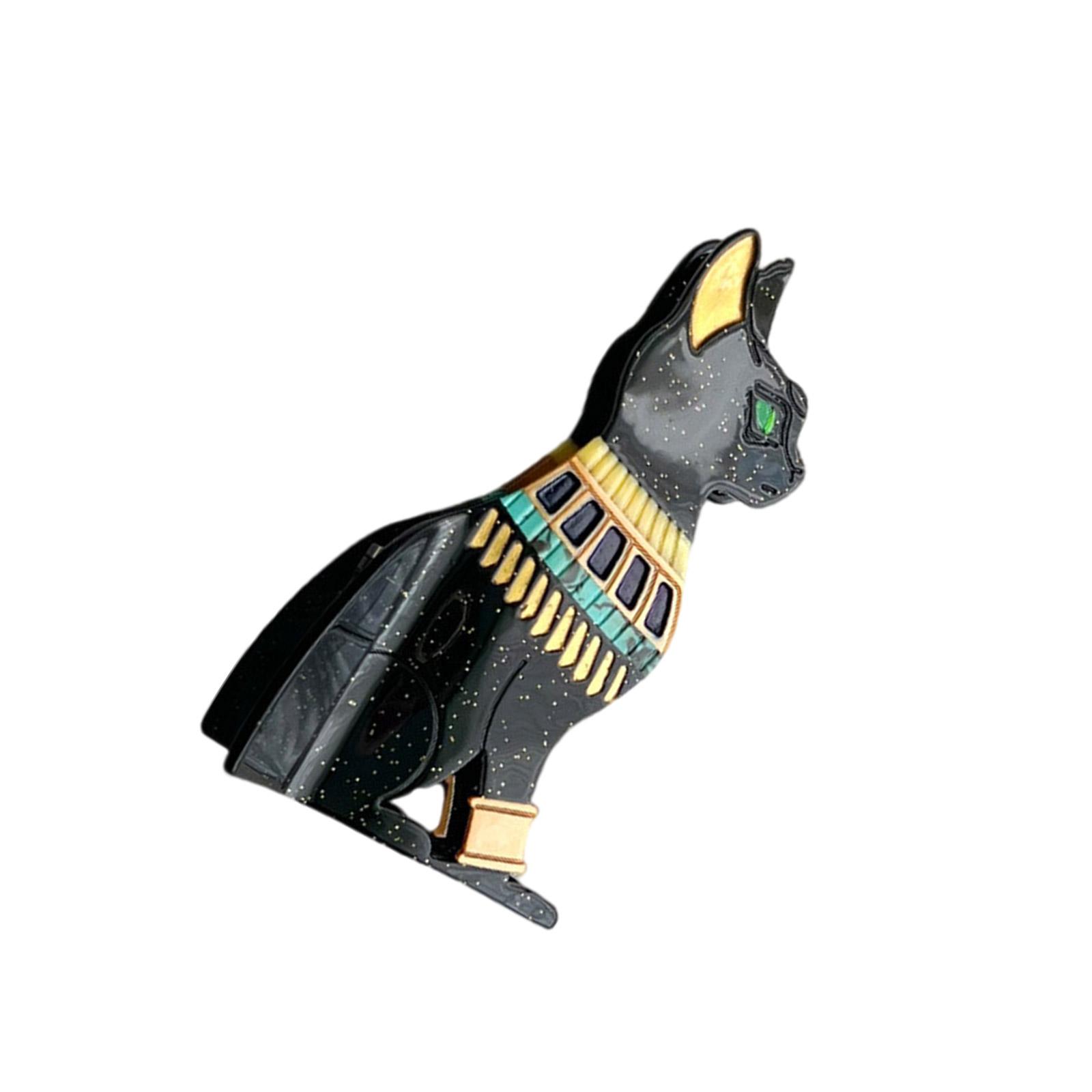 

Эстетичная заколка-краб для волос в виде египетской кошки, надежно фиксирующая волосы, ацетатная заколка для конского хвоста, женские и девичьи повседневные аксессуары для волос чёрный