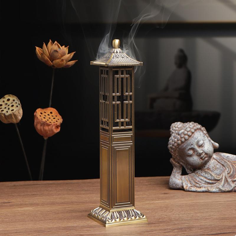Chinese Style Pavilion Vertical Incense Burner Home Indoor Creative Zen Sandalwood 21cm Line Incense Holder Fragrance Ornaments 7