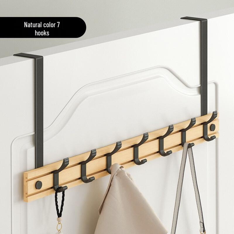 

Bamboo Wood Over-Door Hook Rack