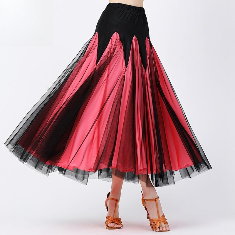 Women Ballroom Dance Skirt Latin Dance Dress Long Swing Skirt for Latin Stage Performance Party Dance Practice Competition Show