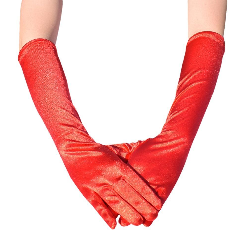 

38 см средней длины полиамидные цветные атласные плоские перчатки костюм Comic-Con танцевальные перчатки для вечернего платья на Хэллоуин one size fits all