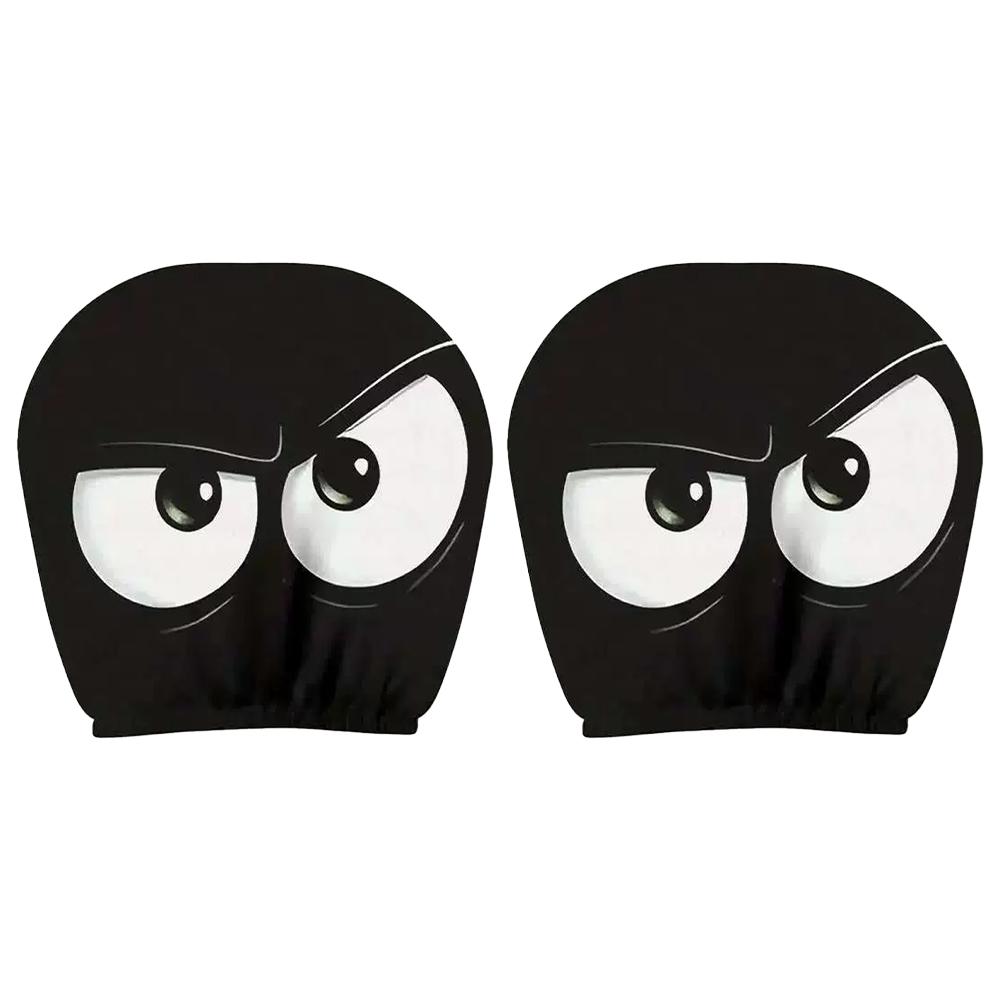 2PCS Funny Halloween Car Headrest Cover Decor Big-eyed Cartoon Print Headrest Cover Creative Car Seat Headcover