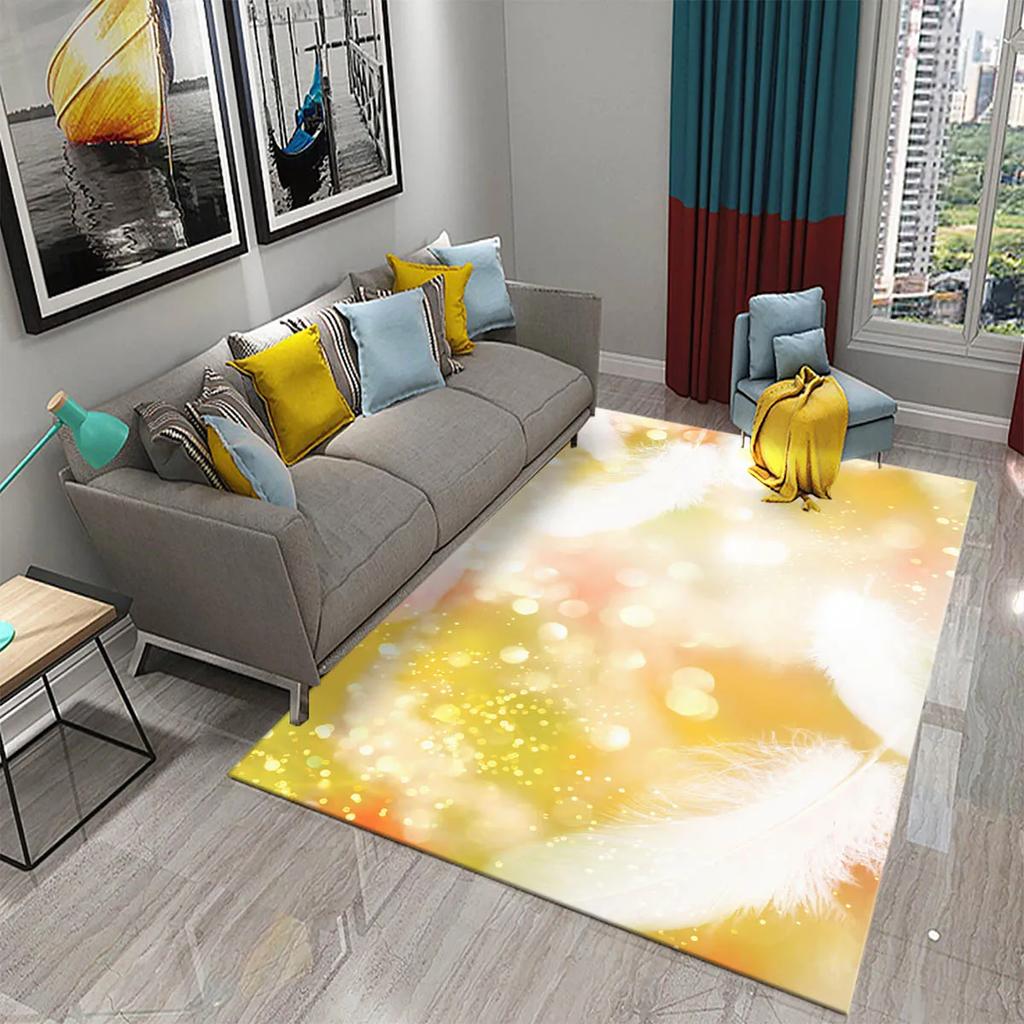 Colorful Feather Carpet for  Living Room Sofa Coffee Table Light Luxury Carpet Family Bedroom Bedside Rugs Bathroom Non-slip Rug