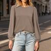 Women's Fashion Long Sleeve Pullover T-Shirt Solid Color Long Sleeve Top