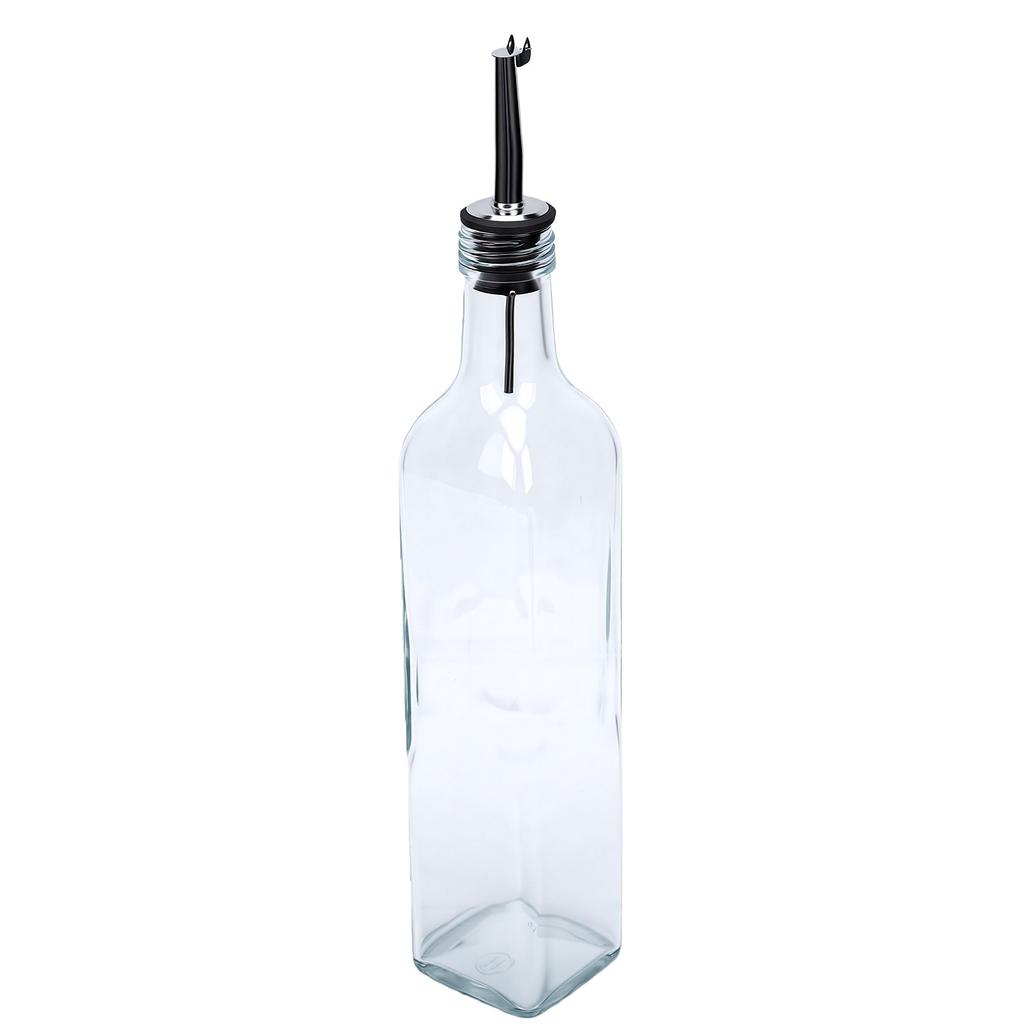 500ml Oil Dispenser Bottle Clear Glass Olive Oil Dispenser Stainless Steel Leakproof Spout Bottle for Kitchen Vinegar