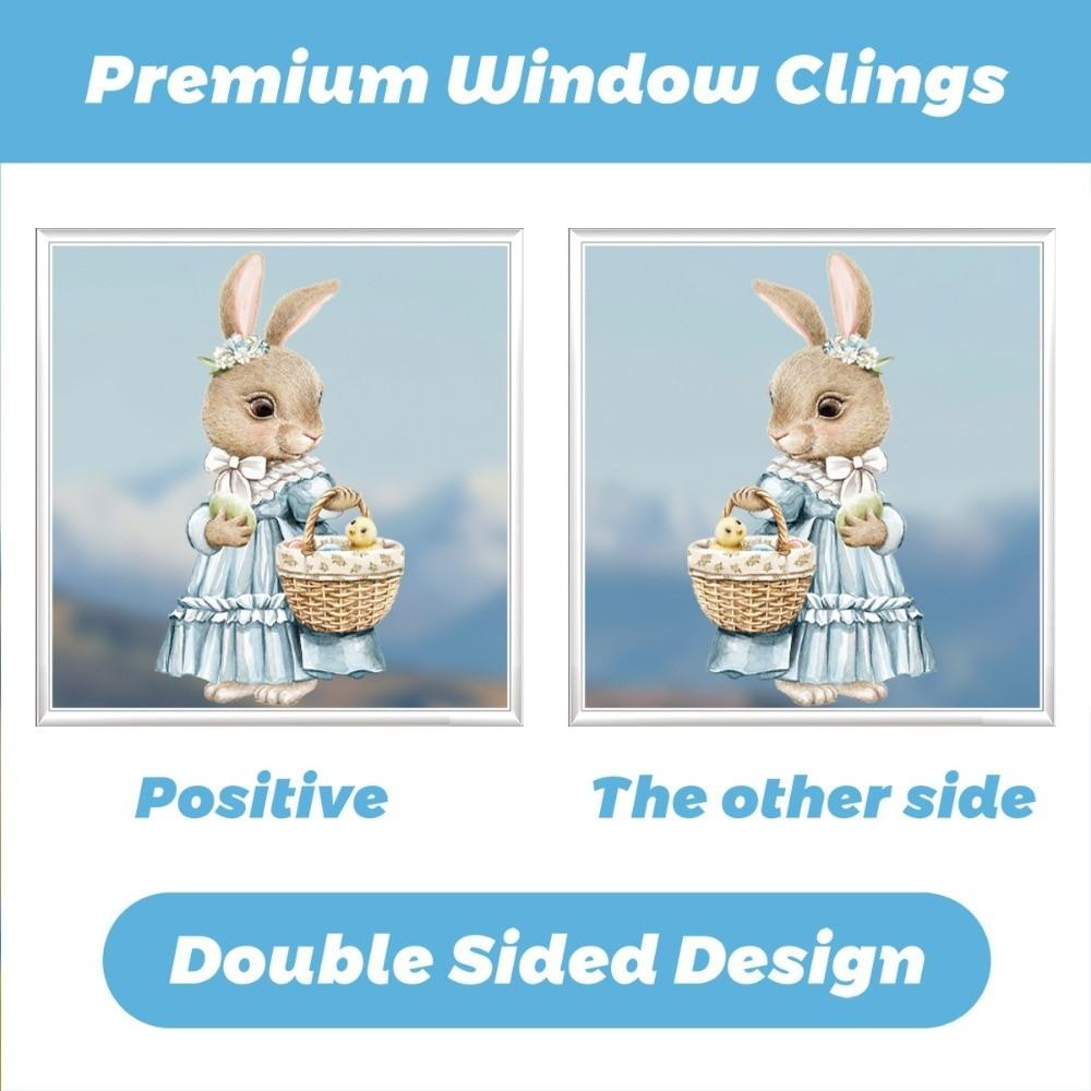 PVC Bunny Glass Electrostatic Film Cartoon Rabbit Happy Easter Bunny Decal  Glass Mirror