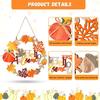 Fall Front Door Decor, 12 Inch Fall Wreaths for Front Door, 3D Wooden Fall Door Sign Hanging Pumpkin Maple Leaf Wreath with Autumn Sign for Harvest