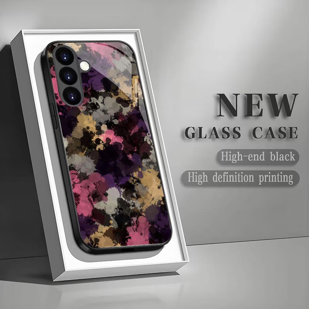 Coque de téléphone en verre trempé style graffiti adaptée pour Samsung Galaxy S26 S25 S24 S23 S22 S20 FE/Ultra/Plus coque arrière anti-chute