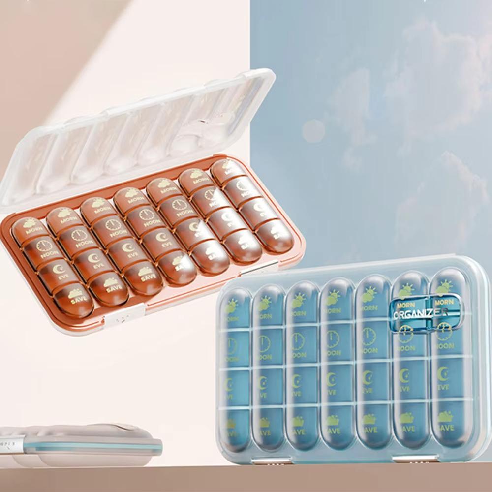 Untior AM/PM Pill Case Transparent Portable Medicine Organizer Travel Pill Case Great for Storing Vitamins Pills Supplements