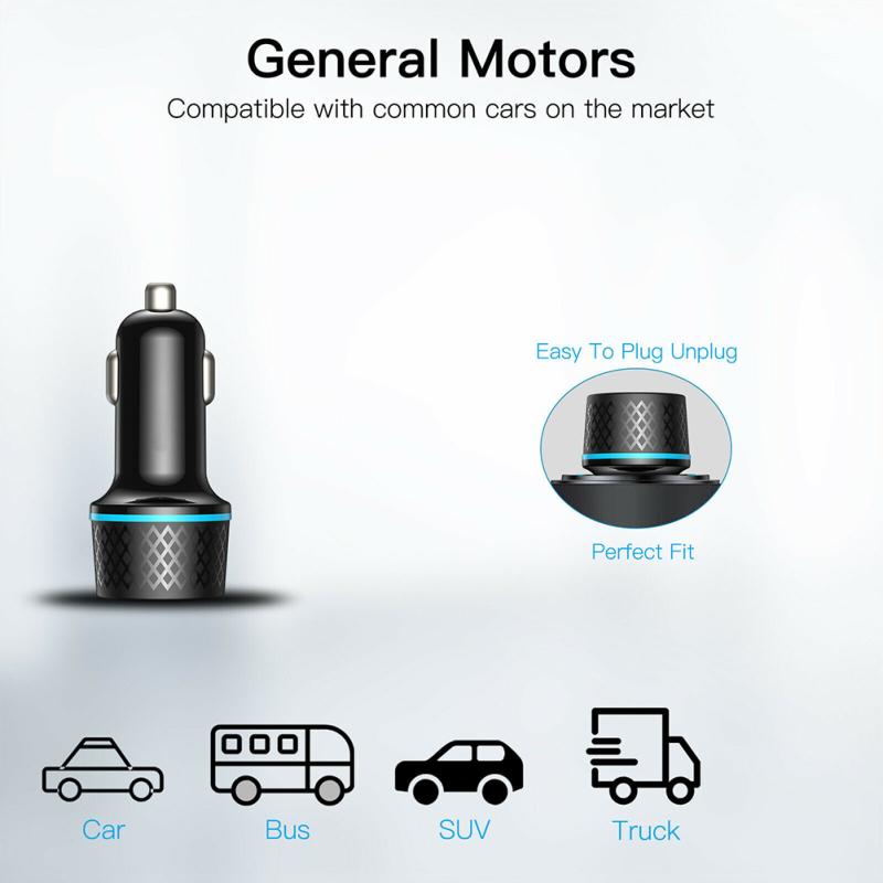 Qc3.0 Usb Car Charger Dual Channel Pd20w Ultra-fast Charging Adapter With Blue Soft Led Light For