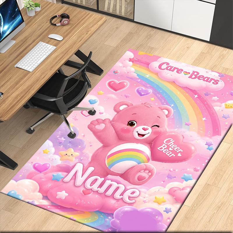 Custom Name Bear Printed Carpet Rug For Office Chair Living Room Bedroom Kitchen Room Decor Gifts
