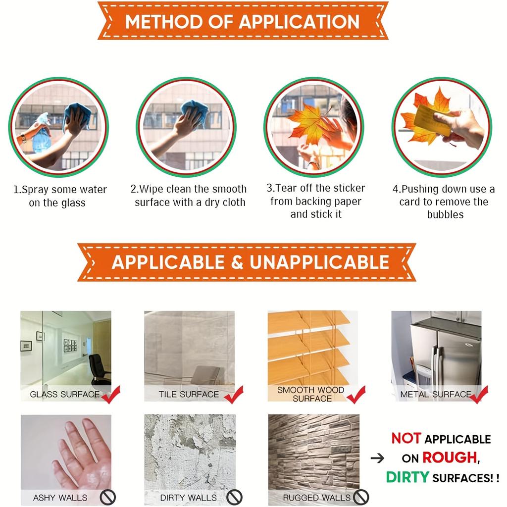 6 sheets  Autumn Leaf Window Stickers - Vibrant Fall-Themed Decals for Seasonal Home Decor, Classic PVC Static Cling Panels