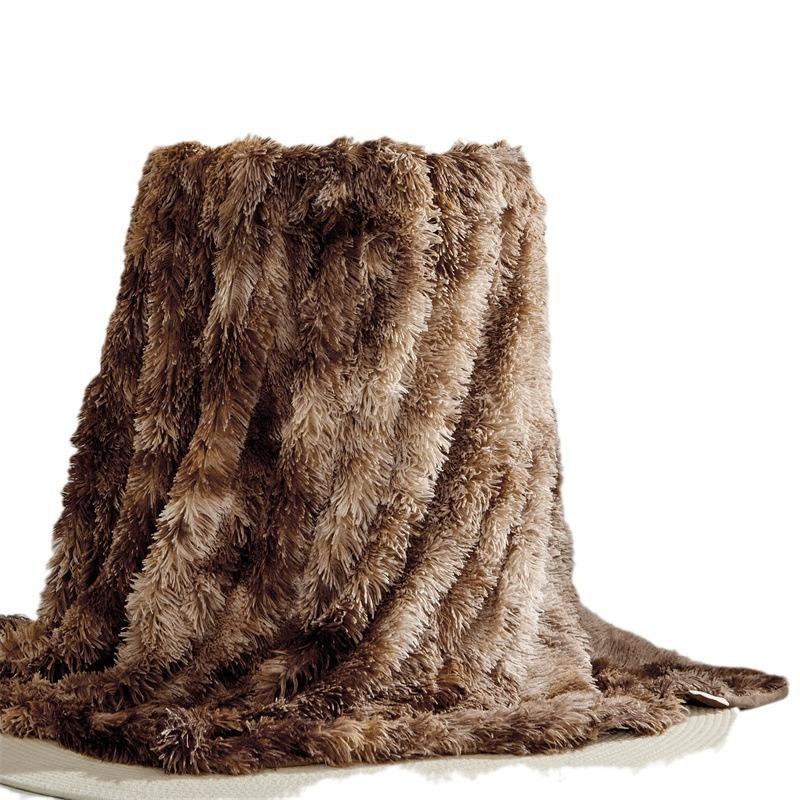 Solid Color Mink Fur Blanket Long Pile Tie-Dye Blanket for Sofa Bed Long Plush Bedspread Bed Cover Birthday Christmas Gift