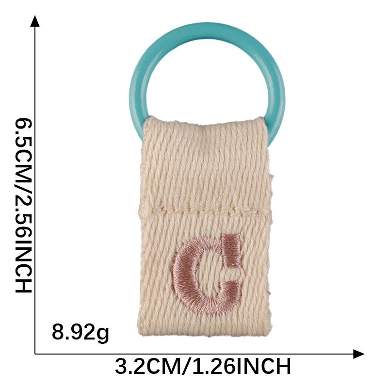 Korean-Inspired Couple Name Tag Backpack Keychain with 26 Letters Embroidered Ribbon