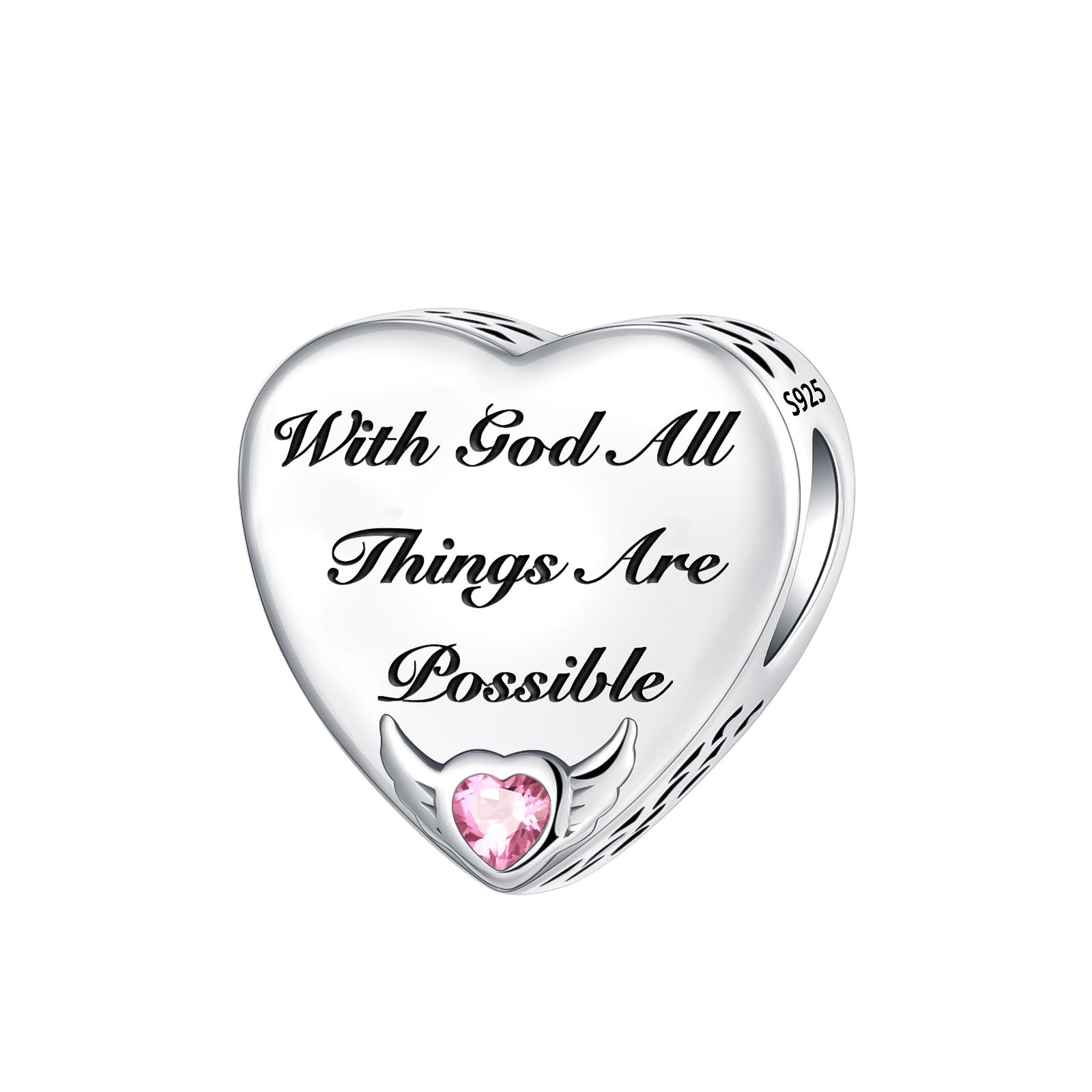 

copper Love Cross Bead Charms Bow Pendant Sparkling Pink Zircon Compatible With Do It Yourself NecklacesBracelets Birthday Jewellery Gift