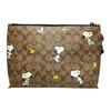 Nova Necessaire Colaboração COACH PEANUTS Lona Revestida Com Couro de Bezerro Refinado Bolsa de Pulso Clutch Grande Feminina Cáqui CE712-QBE7V