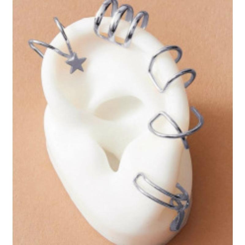 

Набор из 5 клипс для ушей, креативный и персонализированный двойной С-образный хрящевой двухслойный гвоздик-клипса U-образной формы серебряный