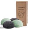 myHomeBody Natural Konjac Facial Sponges Gently Cleanse Exfoliate With Activated Charcoal and Aloe Vera 2 Green 2 Charcoal 4 Pack - & - - + Grey,