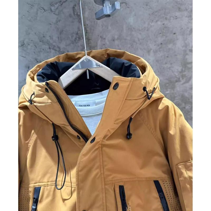 Hooded down jacket, men's winter outdoor sports, multi-pocket jacket, thickened windproof warm cargo jacket, cotton suit