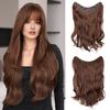 Synthetic Long Wavy Full Head Half Wig V-Shape Clip In Thick Hair Extension 5 Clips Natural Wig For Women Hairpiece