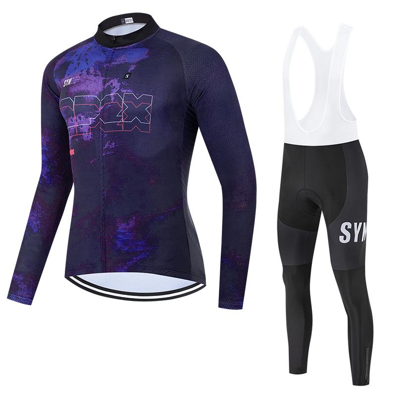 Completo Traspirante a Manica Lunga Autunnale per Ciclismo 2026 Salopette da Ciclismo Uomo Autunno e Inverno Completo da Ciclismo per Bici da Strada Set Lungo Maglia da Ciclismo in Fibra di Poliestere