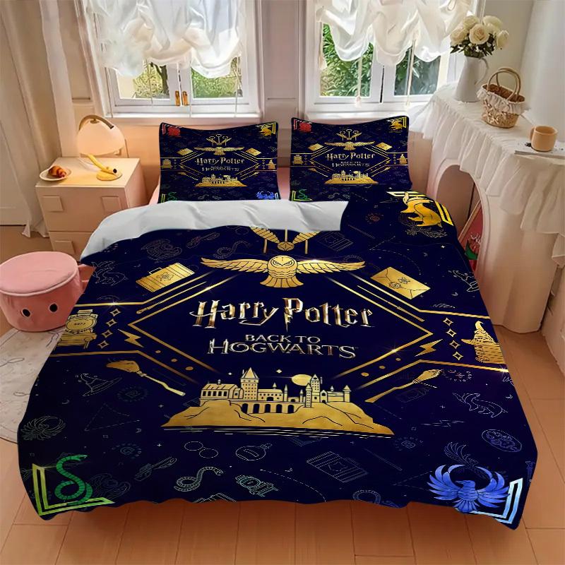 3pcs Magic Harry Potter Bedding Set, Duvet Cover and Pillowcases Machine Washable Seasons all suitable, Design for Bedroom (No Filling)168
