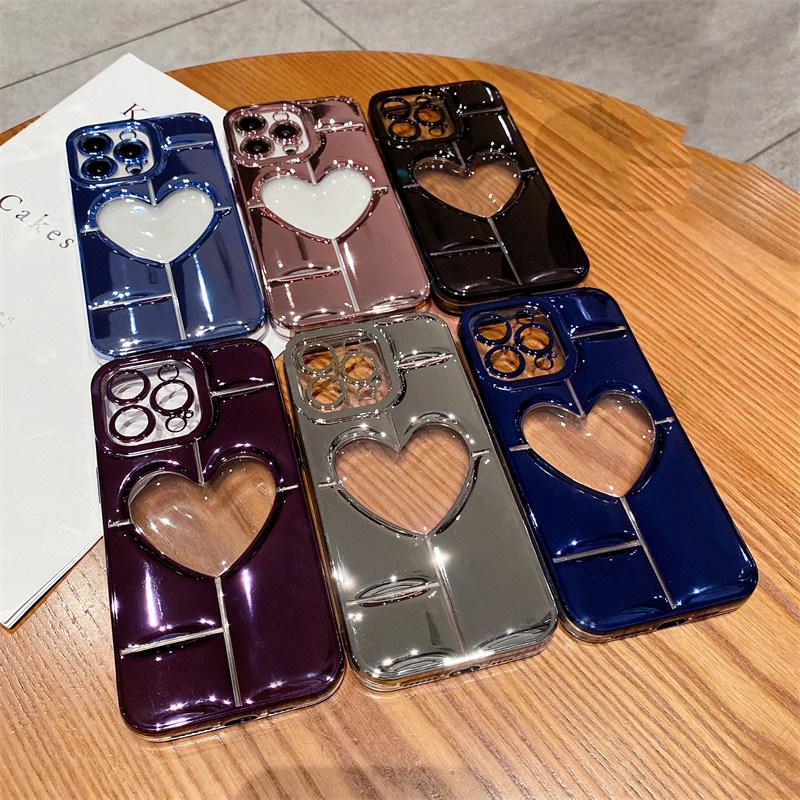 Weiche galvanisierte Liebes-Herz-Telefonhülle für Iphone 14 13 12 11 Pro Max 14 Plus 14pro, stoßfeste weiche Beschichtung aus Silikon auf der Rückseite