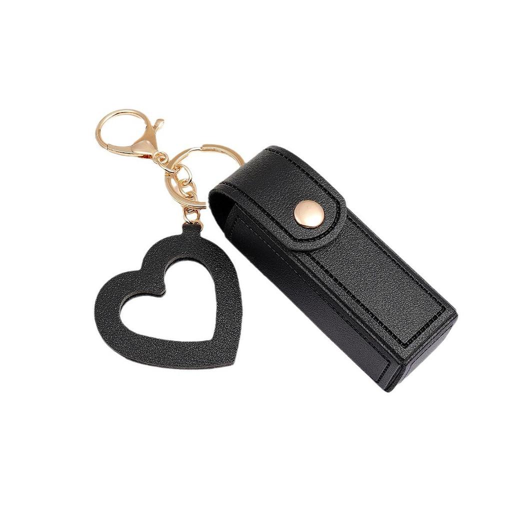 Glass Mirror Keychain Pendant, Heart-shaped PU Coin Purse, Creative Gift, Small Jewelry Charm