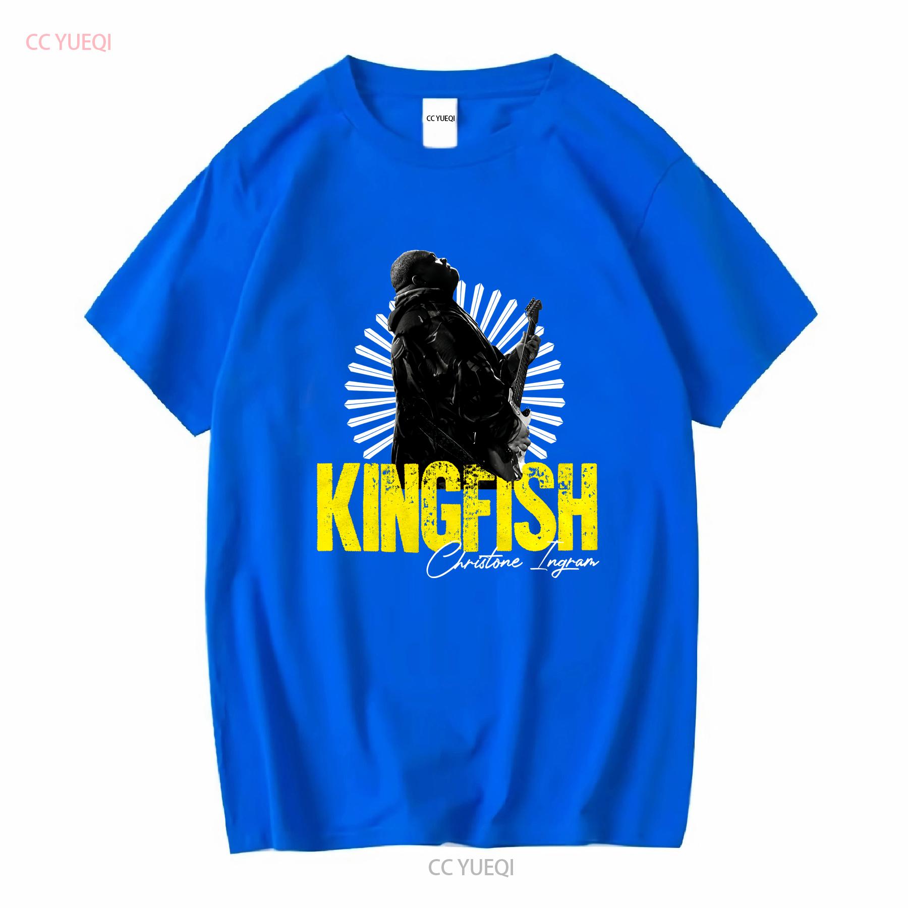 XIXI Fashion Kingfish Christone Ingram T-shirt Heren S Ronde Hals Zwart Lange mouwen vintage Gewassen Stijlvol Zacht Veelzijdig L