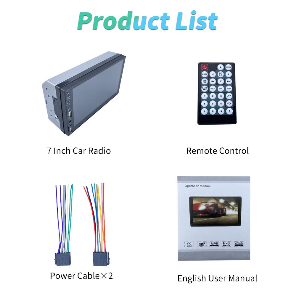 7-Inch Double Din Car Multimedia CarPlay Central Control Bluetooth Radio MP5 Player