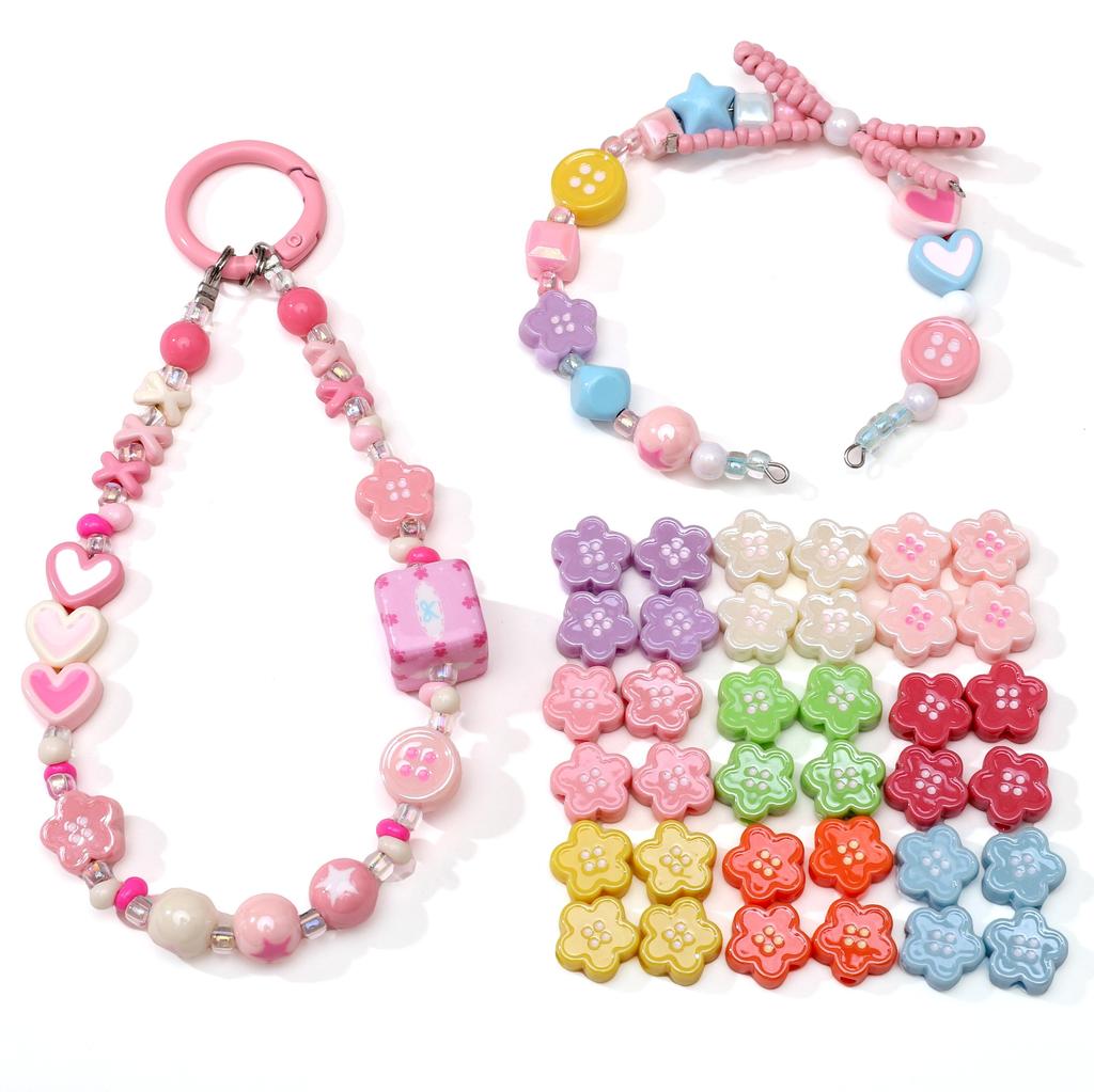 Acrylic Dopamine Oil Droplets Flower Button Beads for DIY Jewelry 1 Set