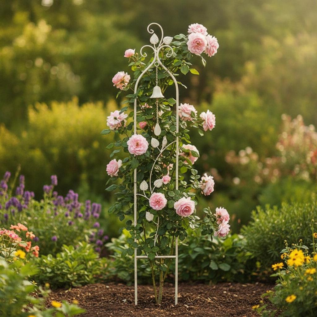 Metal Trellis with Bell Wrought-Iron Look Climbing Plant Support