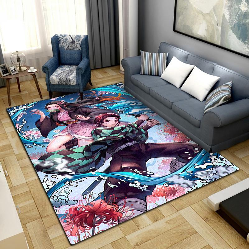 Demon Slayer Tanjiro Nezuko Rug for Home Decoration,Washable Non-slip Large Rug Floot Mat LXRa4 60x90cm